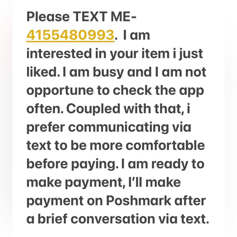 Please Text me-4155480993, I’m interested in your item I just liked.
